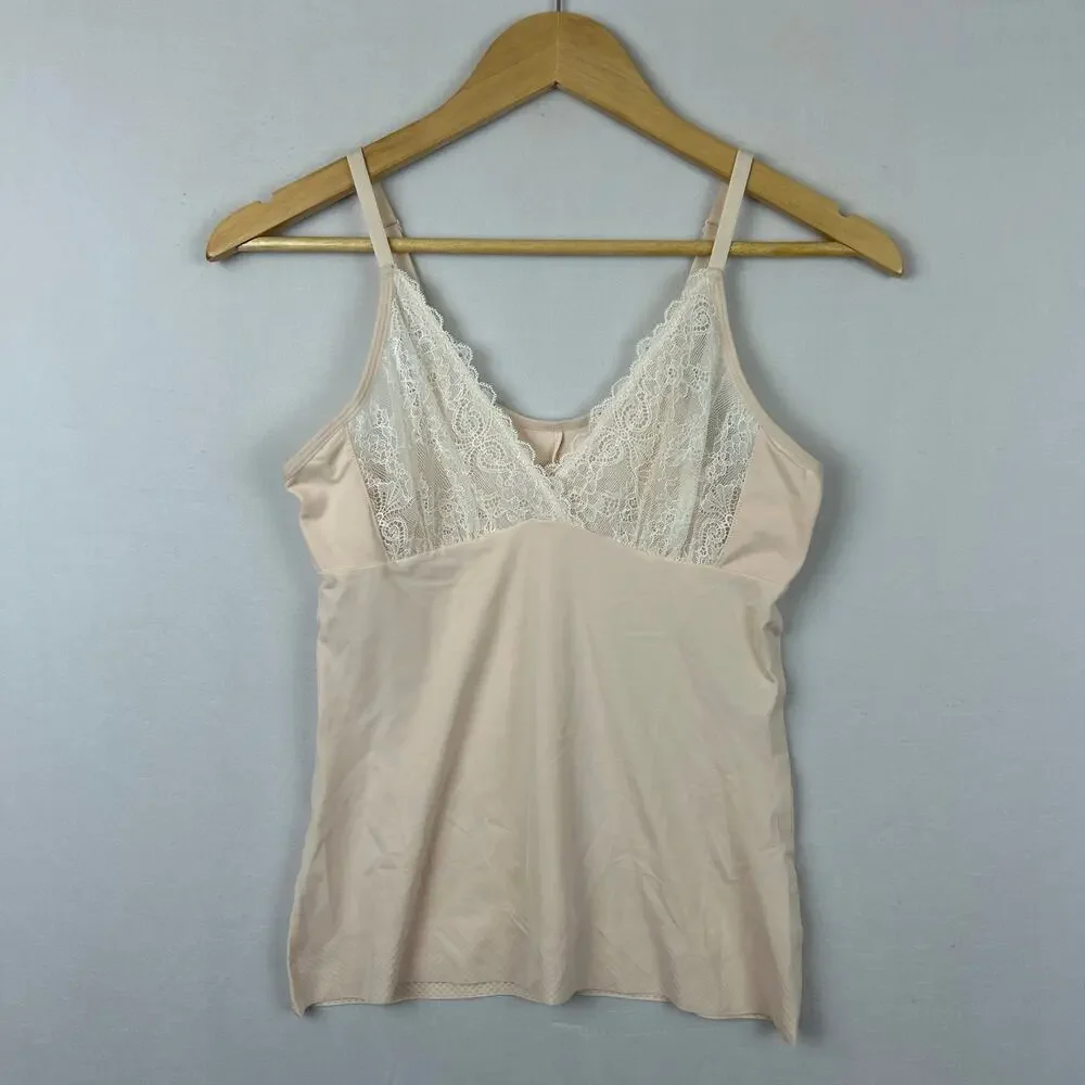 Ruby Ribbon Second Skin Pink Lace Tank Top Cami Shirt 1749 Women's Size 36